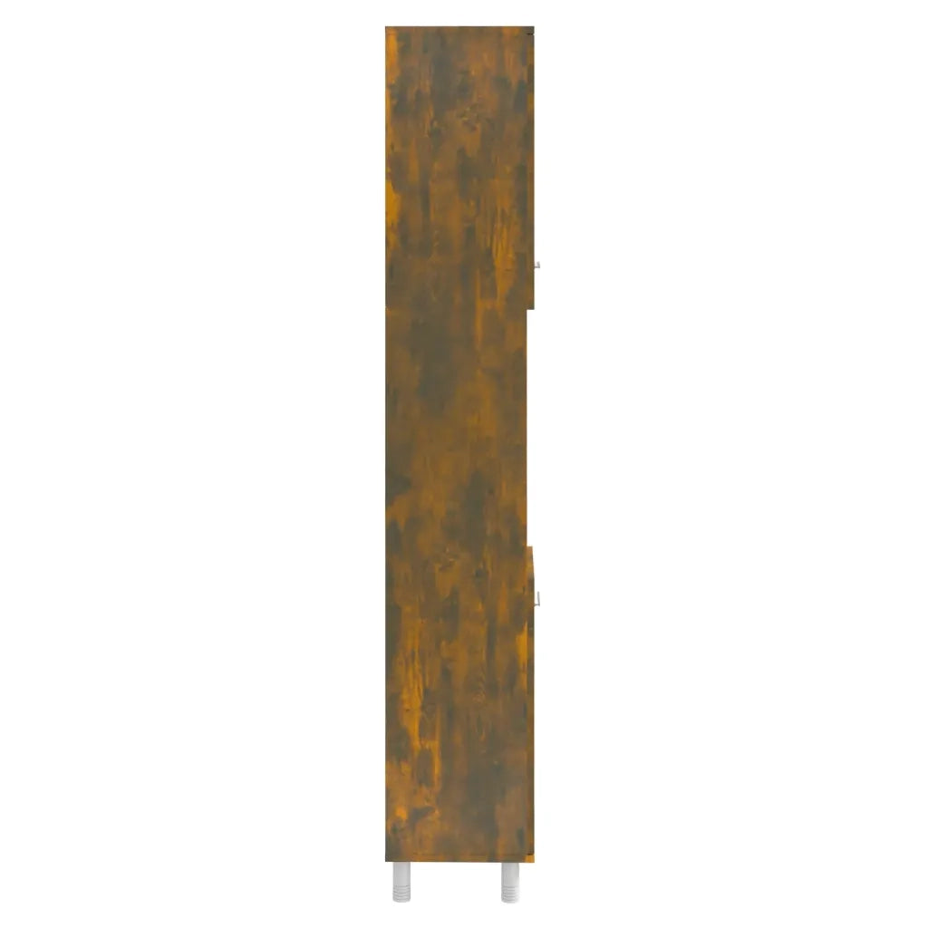Mobile da bagno con contenitore ecologico 30 x 30 x 179 cm stile contemporaneo finitura opaca in legno composito effetto rovere affumicato 02_0048521