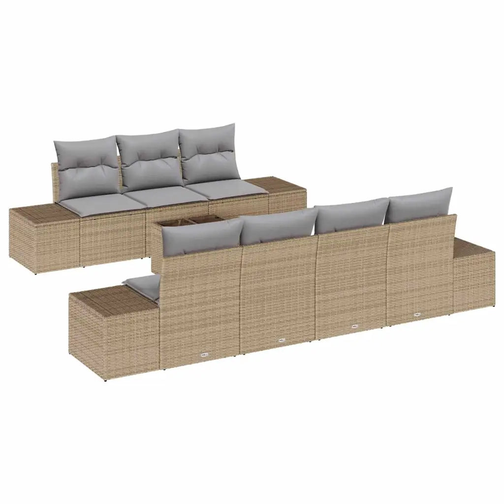 Set Divano da Giardino con cuscino 8 pcs Beige polyrattan 3346970