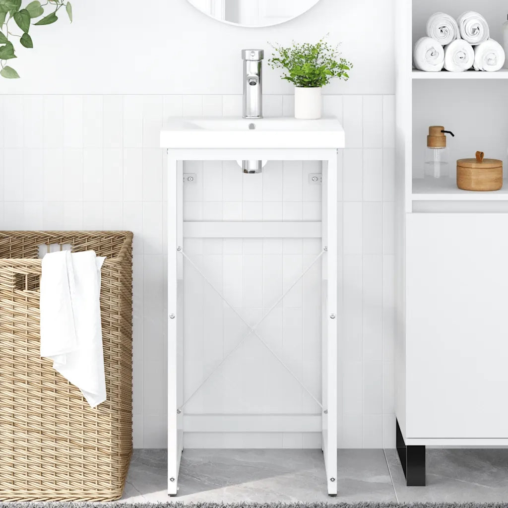 Struttura per Lavabo da Bagno-Supporti per Lavandino Bianca 40x38x83 cm in Ferro 106482