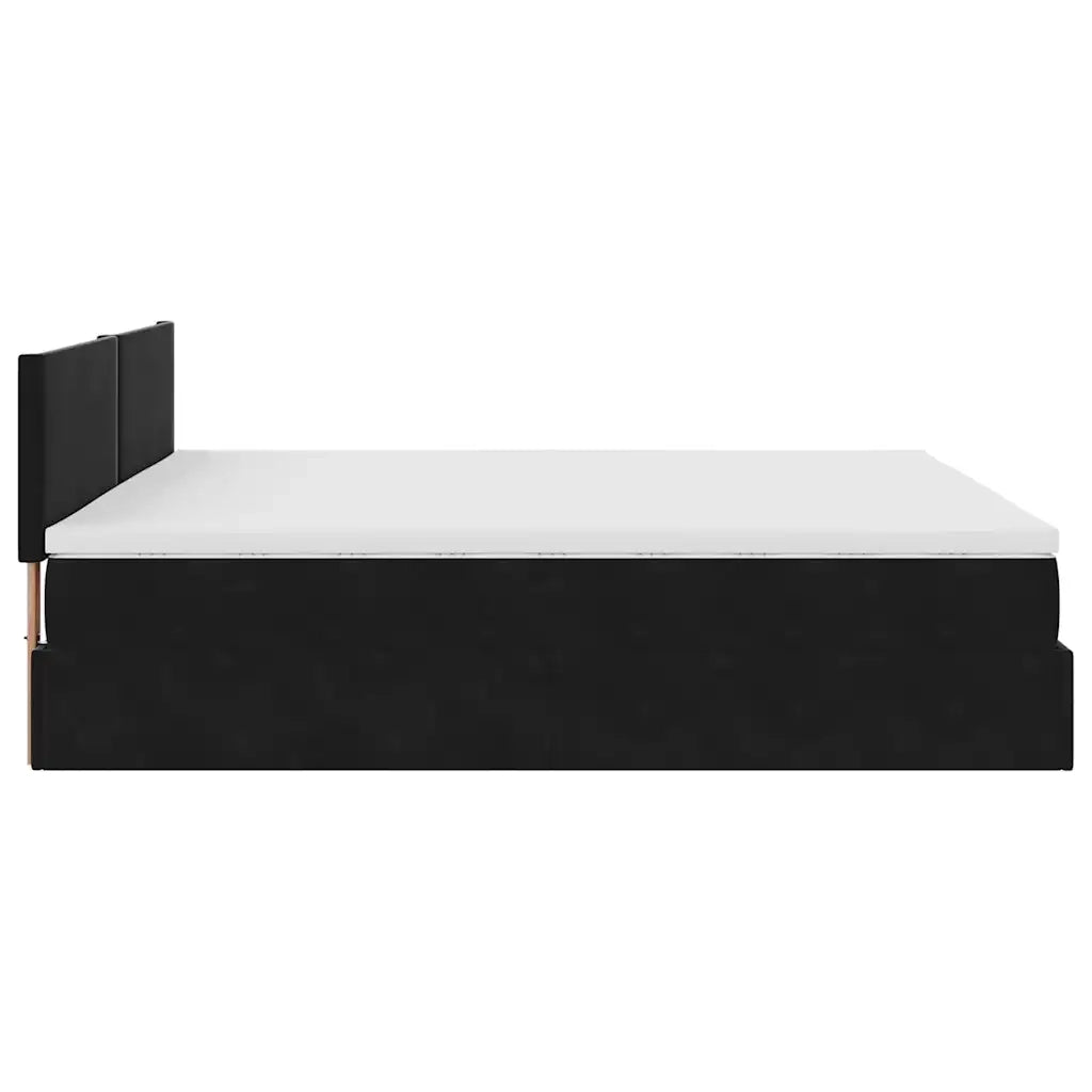 Struttura Letto Pouf con Materasso Nero 160x200 cm in Velluto 3311713