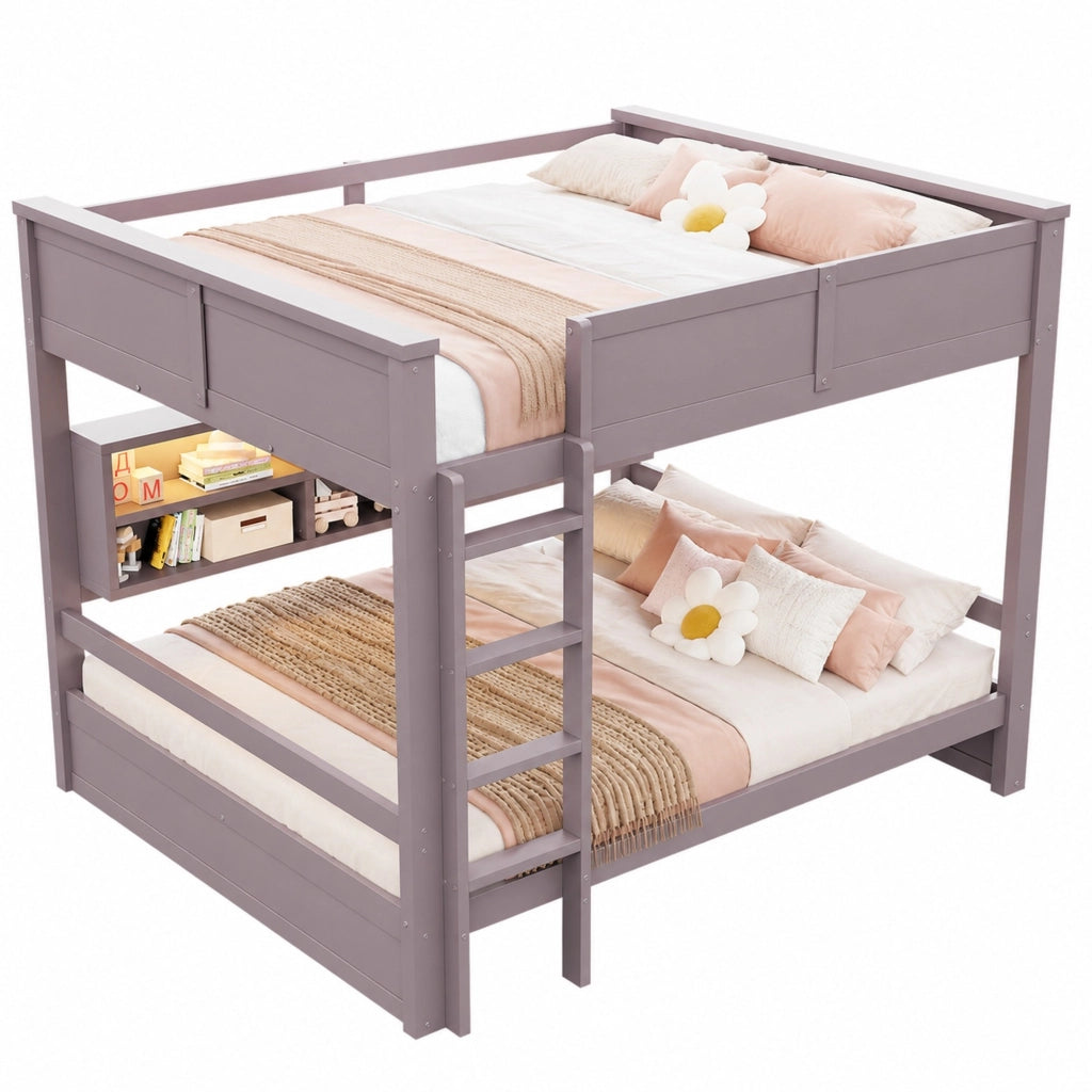 Letto a castello 160x200 cm con 6 vani contenitore e LED in pino e MDF; marrone