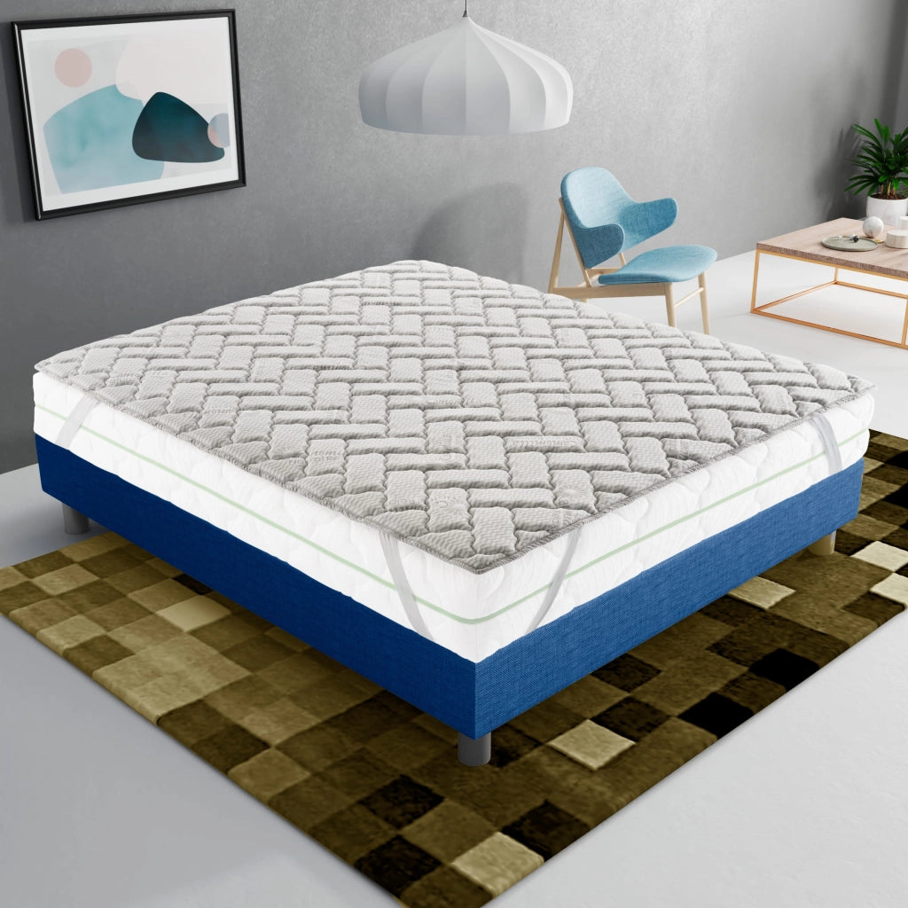 Topper Piazza e Mezza 120x190 in memory foam 3 cm con rivestimento Trapuntato con Elastico