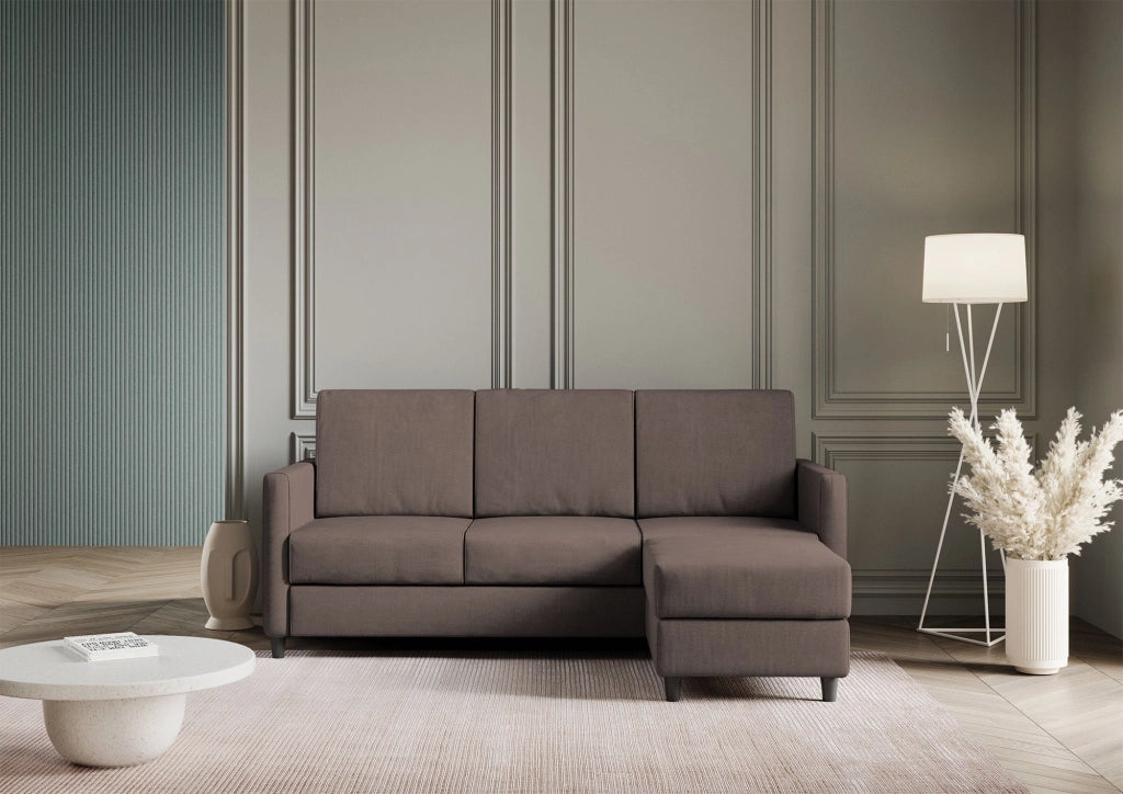 Divano 3 Posti con Pouf 198x155x85 cm Karay in Tessuto Talpa