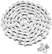 Catenaccio per bicicletta a 116 denti - Acciaio - 1/2 x 11/128 Pollici - Chiave catenaccio - Connettore catenaccio per bicicletta - 150 cm - Zinco argentato