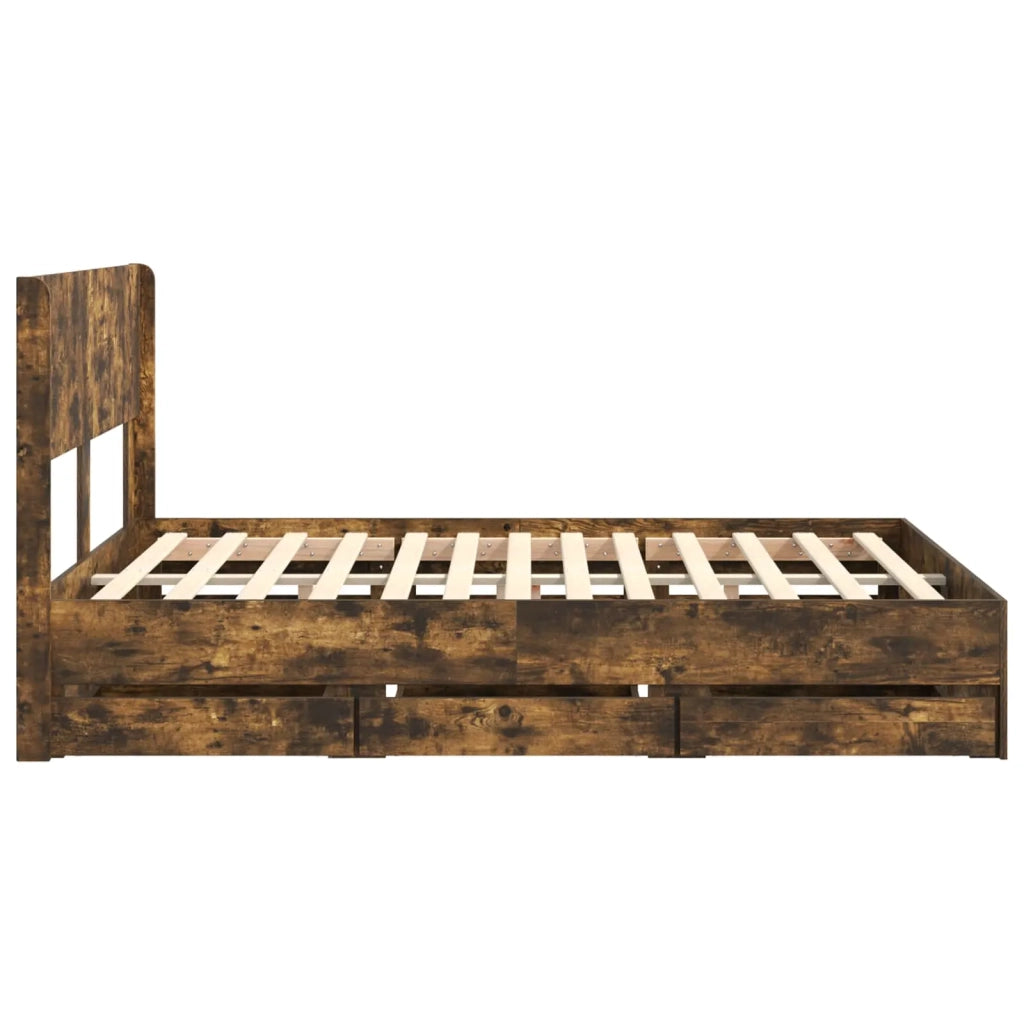Struttura del letto con stoccaggio e testata Rovere Fumo 3414303