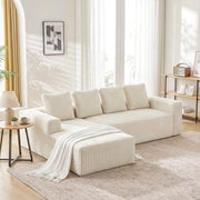 Divano modulare angolare reversibile con seduta profonda e senza montaggio per soggiorno in velluto a coste beige