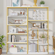 LIBRERIA Multilivello 160x29,5x180 cm MDF e Metallo Bianco e Oro