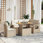 Set Divano da Giardino 6 pz con Cuscini Beige in Polyrattan