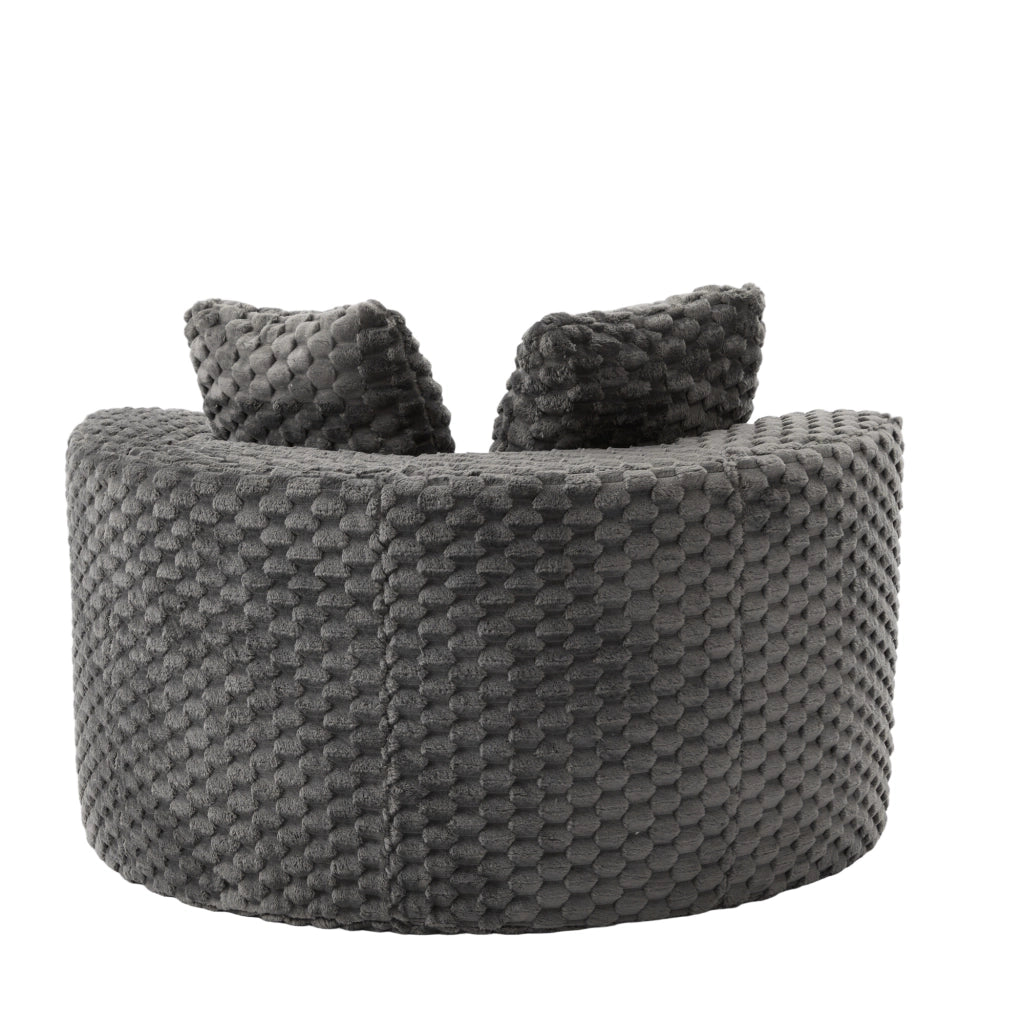 Poltrona compressa con pouf design a botte 360° in tessuto grigio scuro senza montaggio 130 × 115 × 103 cm