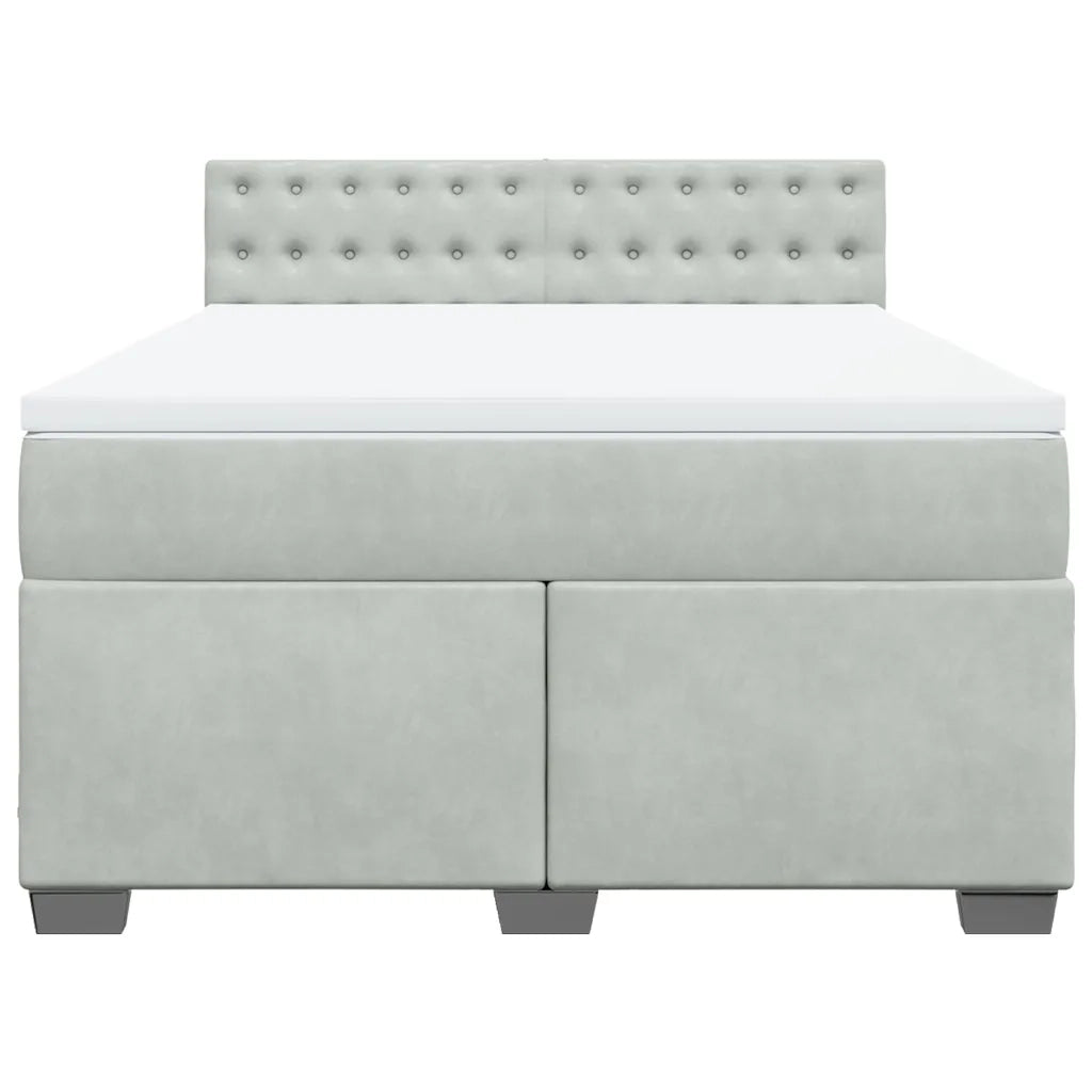 Giroletto a Molle con Materasso Grigio Chiaro 140x200cm Velluto