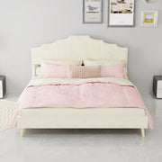 Letto moderno minimalista 160x200 cm beige con testiera imbottita e materasso incluso