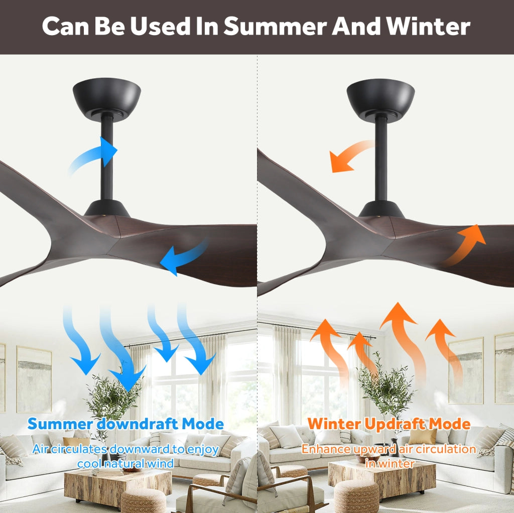 VENTILATORE DA SOFFITTO Reversibile 96 cm Nero in ABS senza illuminazione