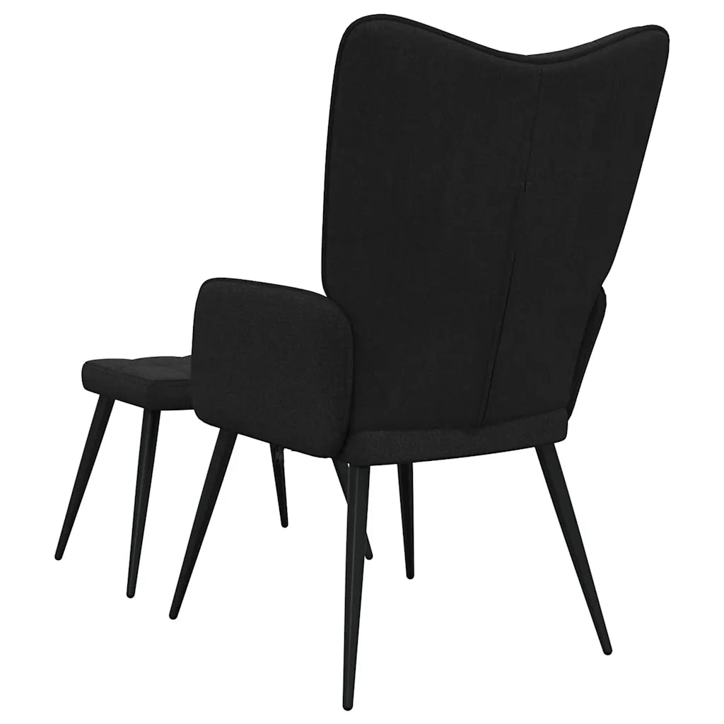 Poltrona | Sedia Relax con Sgabello Nero in Tessuto