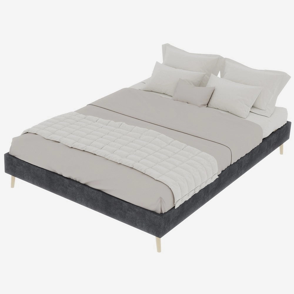 Letto Matrimoniale in Velluto ¨C Xylo ¨C Grigio, 140x200, Senza Testiera
