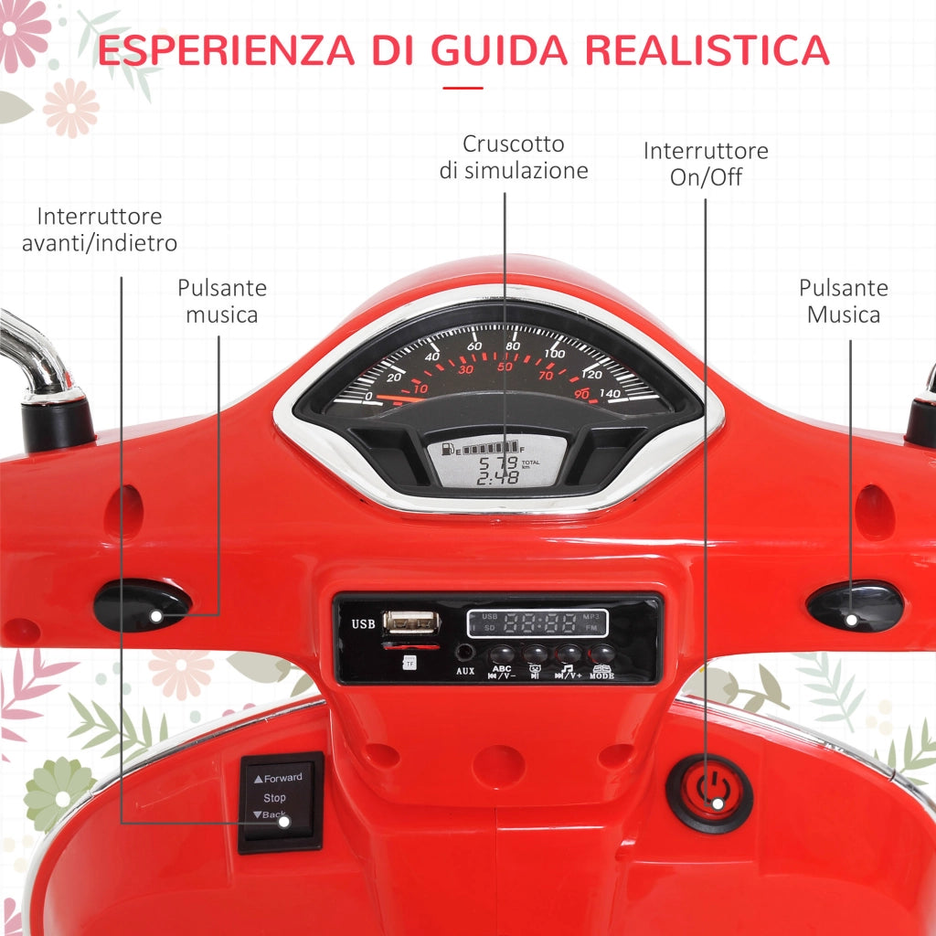 Moto Elettrica Bambini con Luci e Suoni ¨C zephmum ¨C Rosso