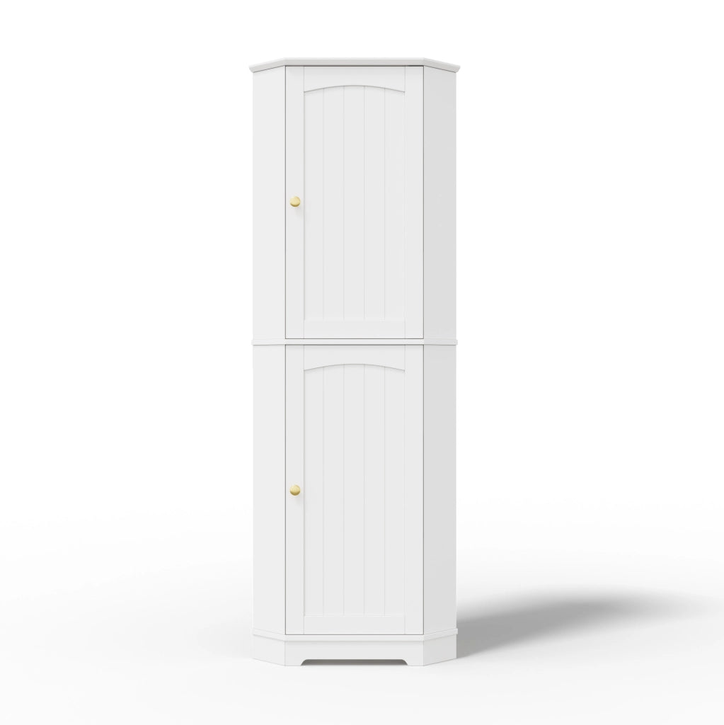 Armadio angolare 42x42x166 cm con 2 ante e ripiani regolabili in MDF bianco