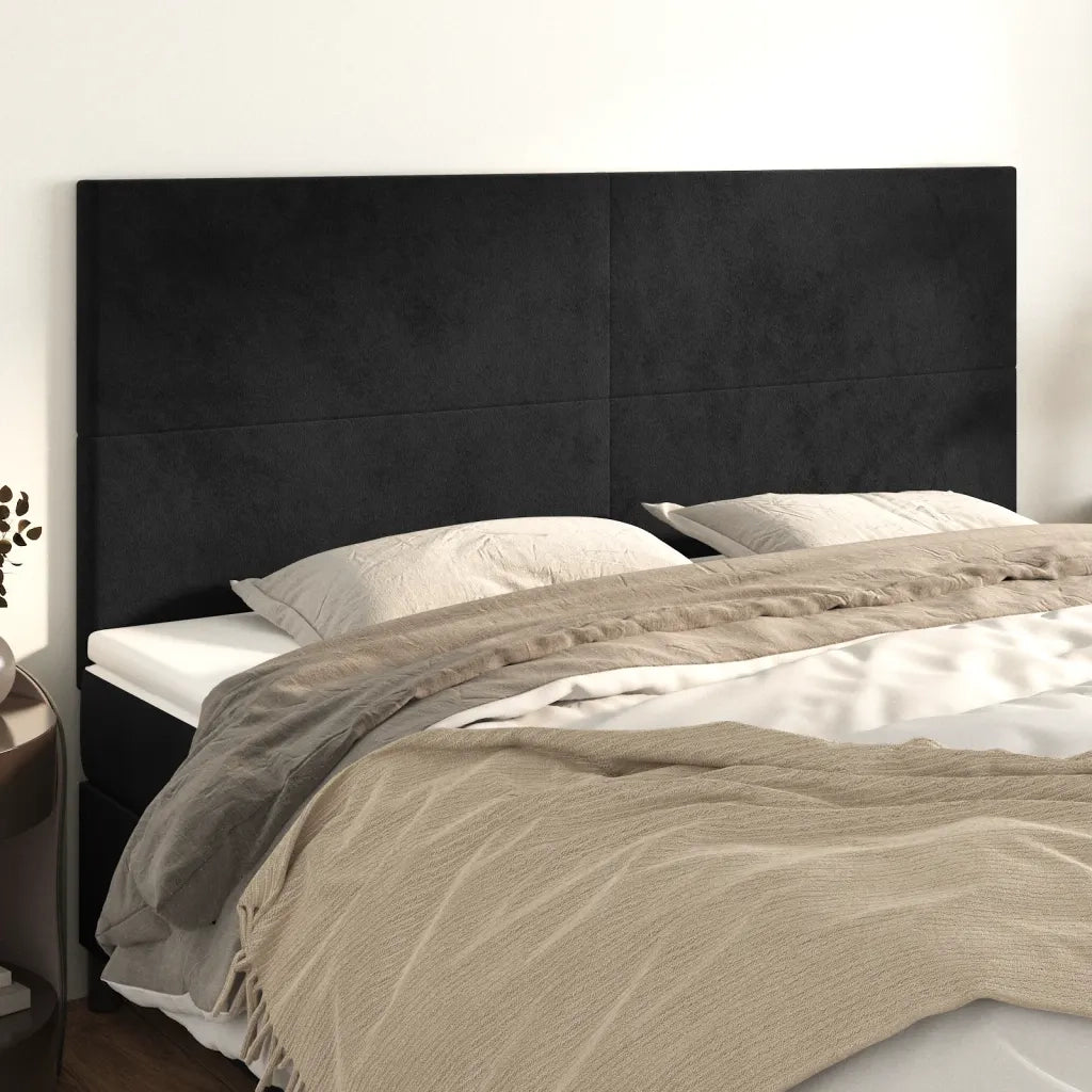 Testiera | Testata Nera 200x5x118/128 cm Velluto