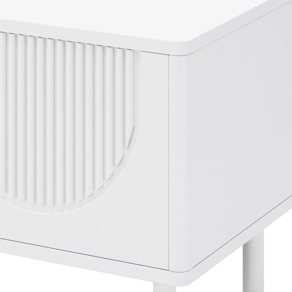 Mobile TV basso 180 cm bianco opaco con 4 vani e passacavi HOMVRA