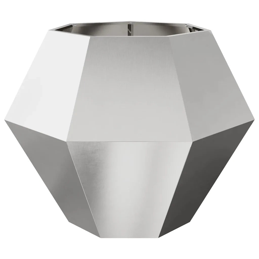 Fioriera rettangolare da esterno dal design moderno 100 x 100 x 80 cm in acciaio inossidabile argento 02_0053098