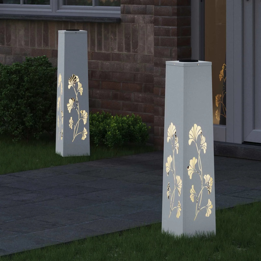 Faro LED solare per sentieri 2 pcs Bianco 879759
