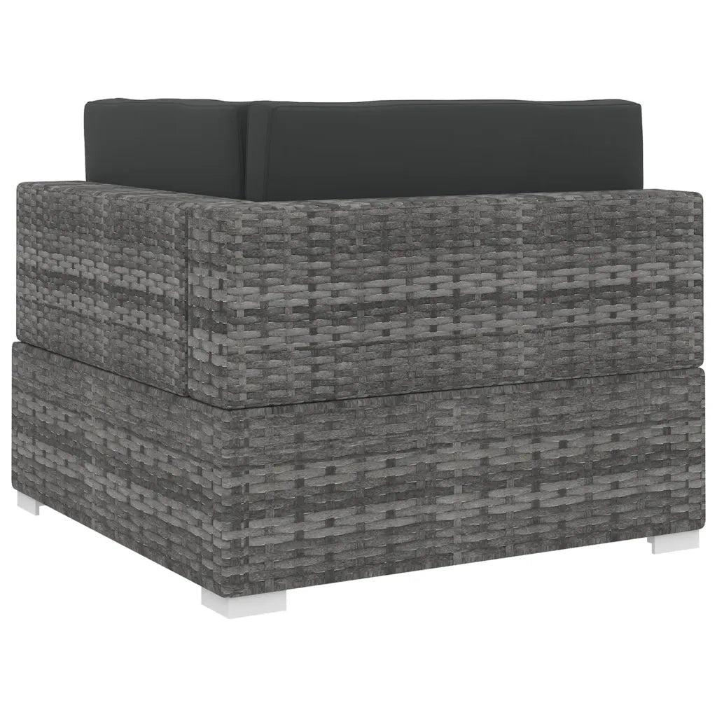 Seduta Angolare Modulare con Cuscini in Polyrattan Grigio 48294