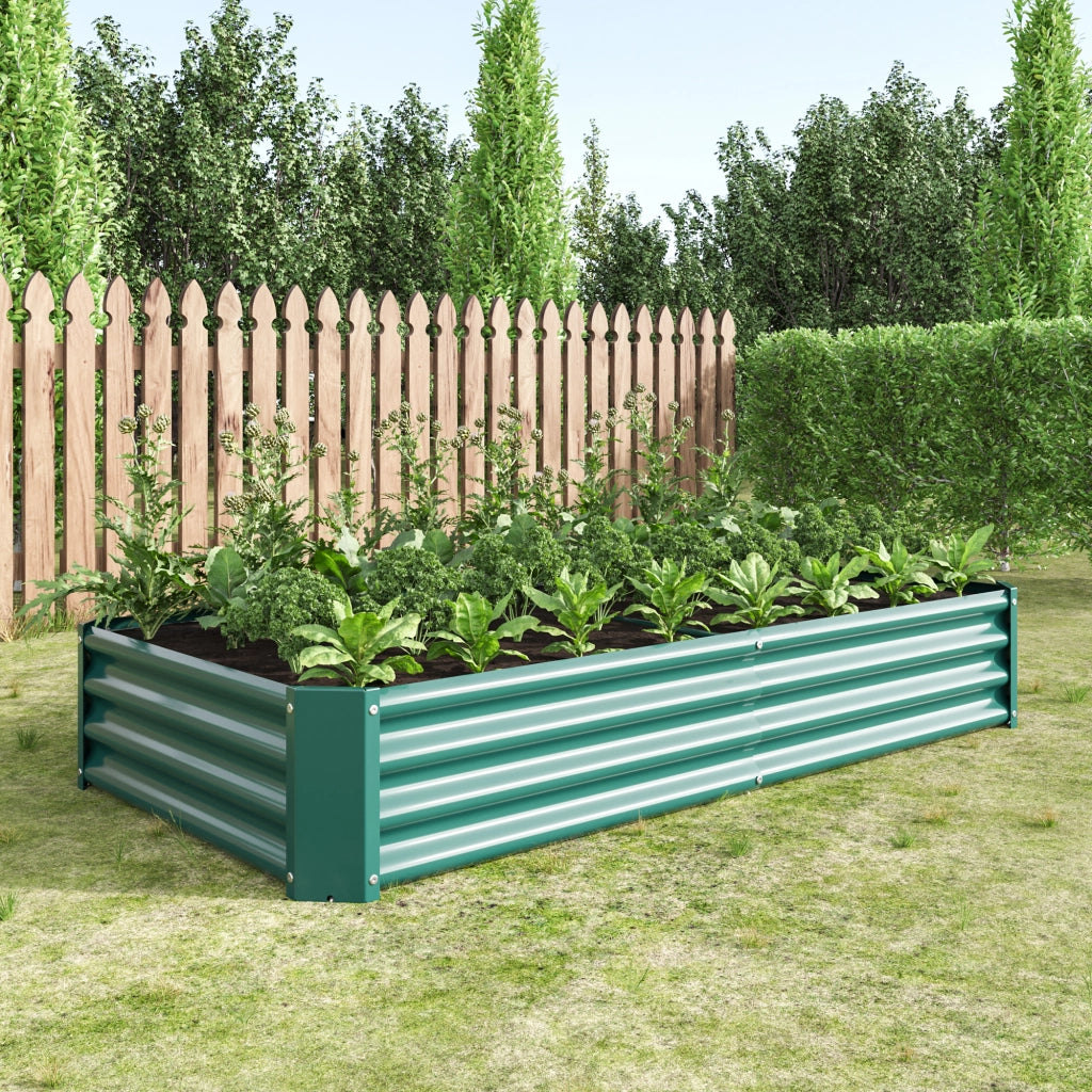 Orto rialzato in metallo aperto verde con pannelli in acciaio zincato per verdure erbe e fiori 180 × 91 × 30 cm
