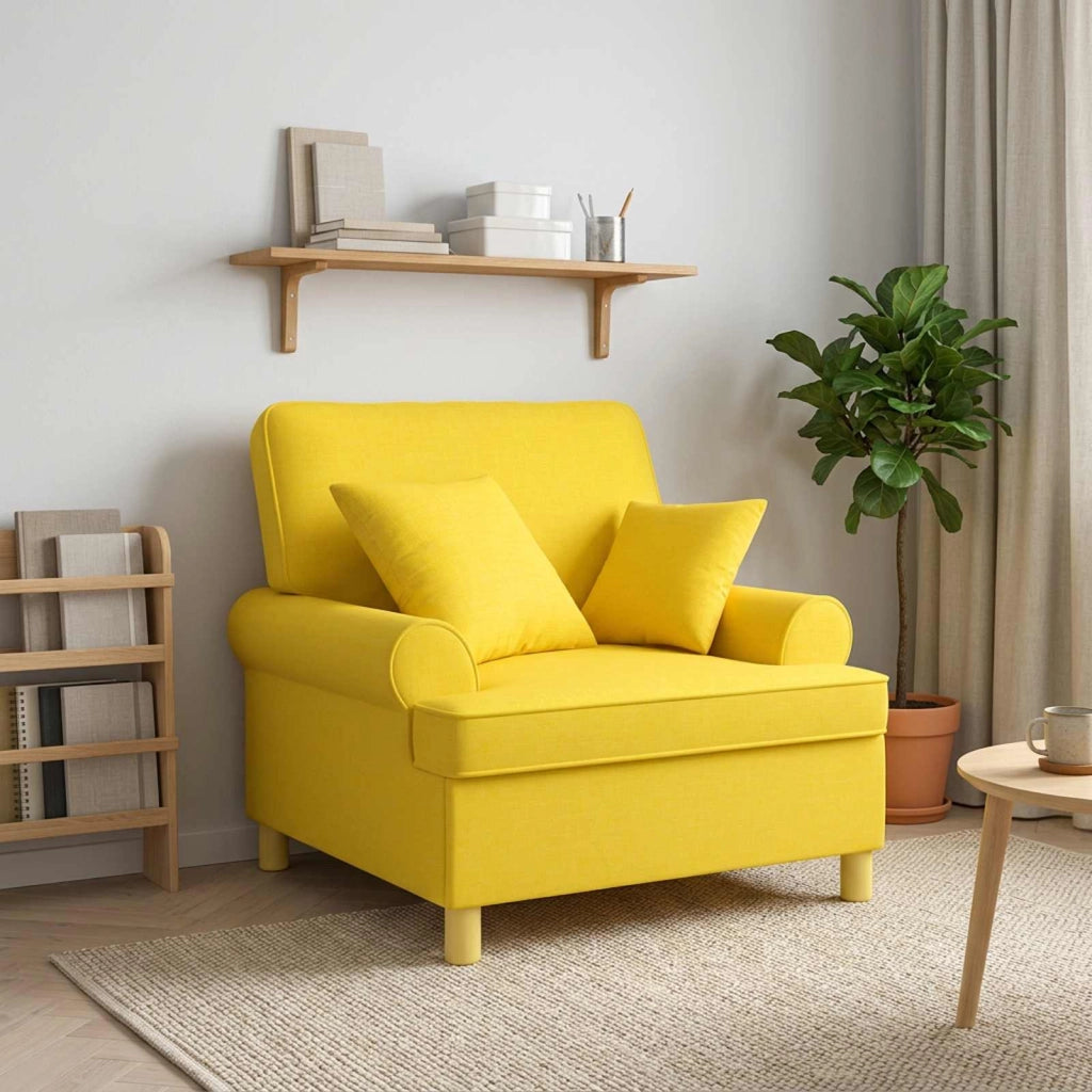 Poltrona XL con Cuscini Giallo Chiaro Tessuto 42043492