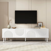 Mobile TV basso 180 cm bianco opaco con 4 vani e passacavi HOMVRA
