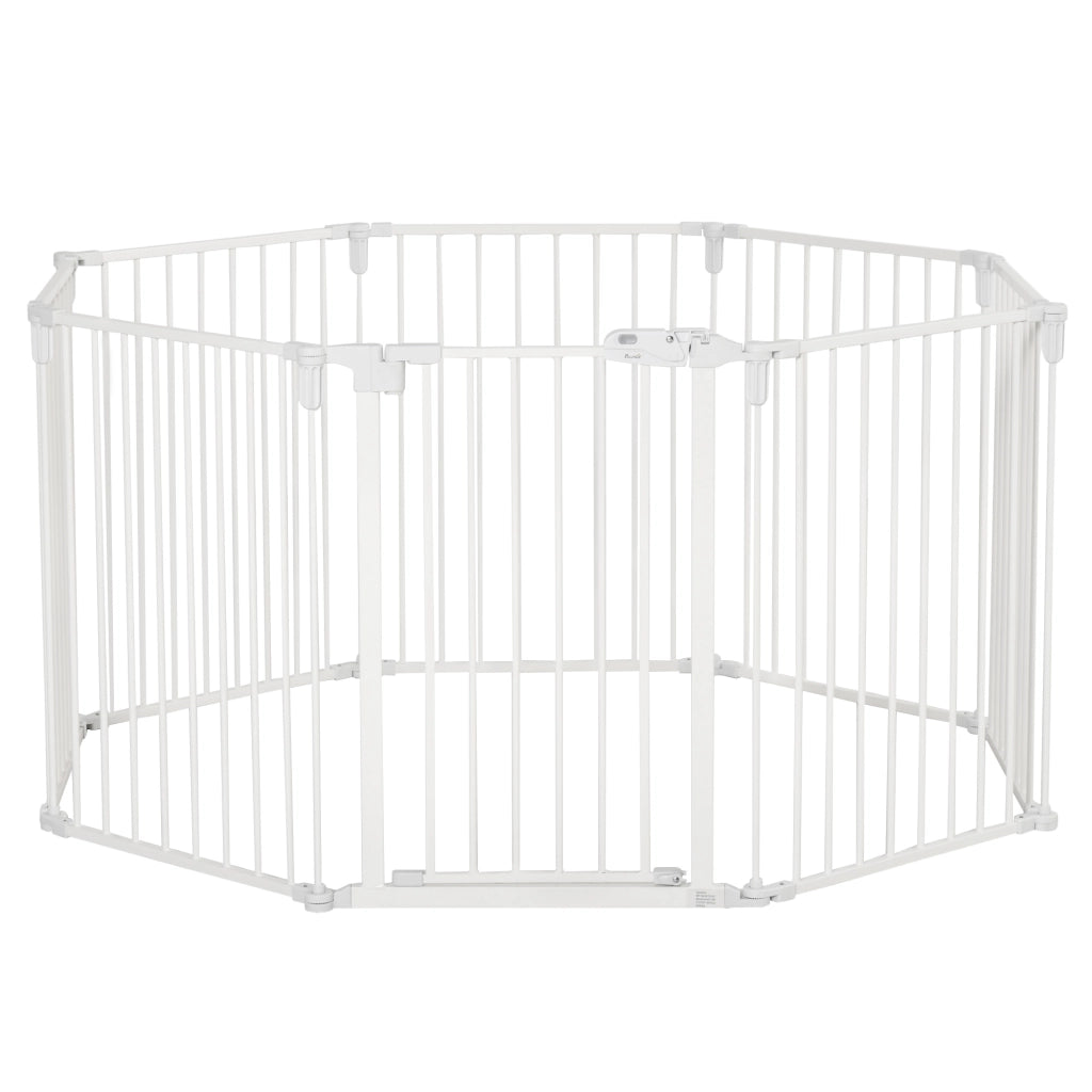 Recinto modulare per animali domestici a 8 pannelli con porta a doppia chiusura; pieghevole; bianco; 482.5 × 2 × 76 cm