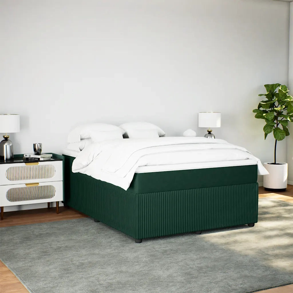 Giroletto a Molle con Materasso Verde Scuro 160x200 cm Velluto 3285653