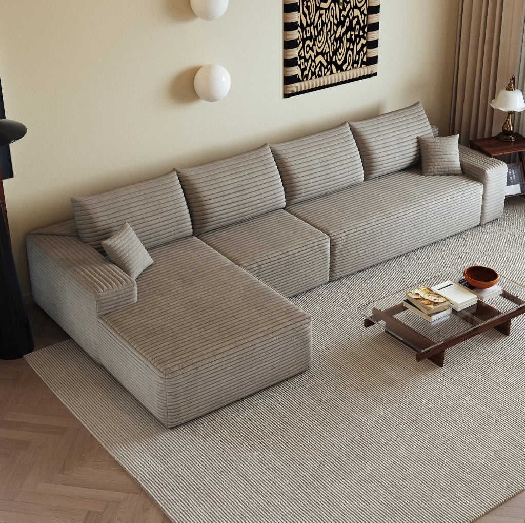 DIVANO 340x175x83 cm in Tessuto Cammello senza montaggio