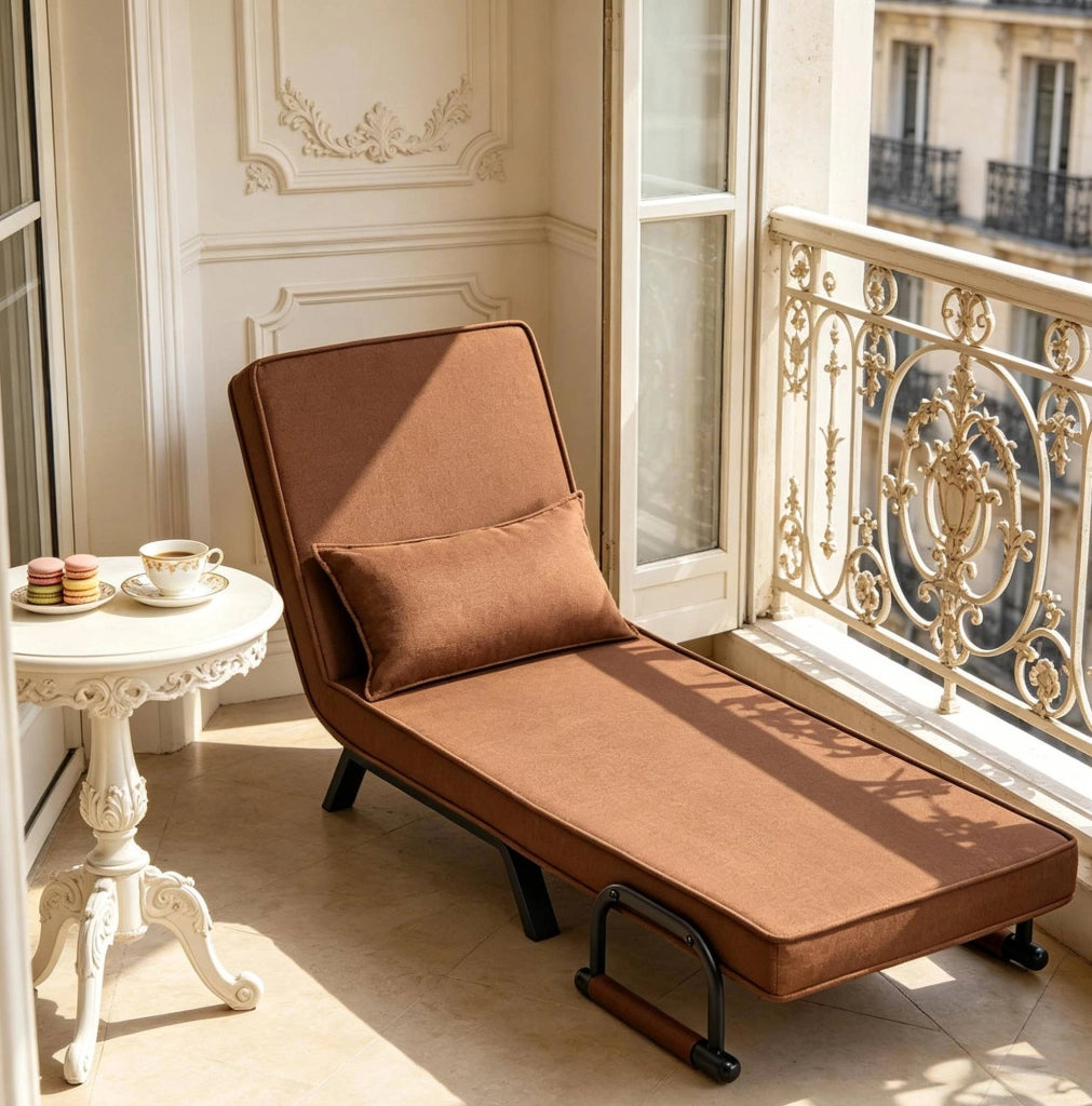 Sedia Letto Pieghevole 3 in 1 con Schienale Regolabile e Struttura in Metallo, 65x78x75 cm