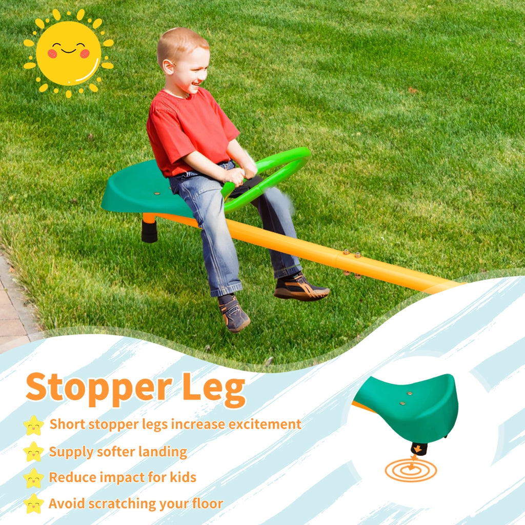 Altalena a bilico a 2 posti con superfici antiscivolo e angoli arrotondati gialla e verde lunga 180.34 cm