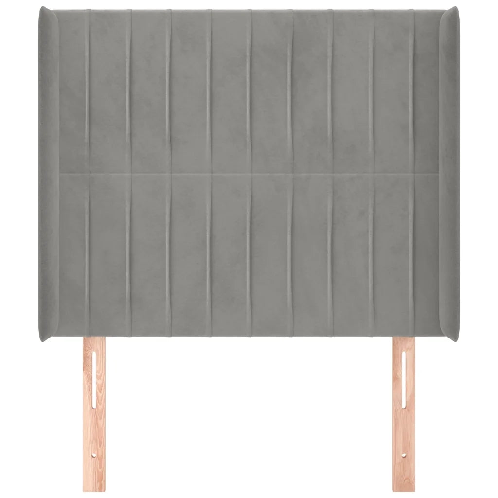 Testiera | Testata ad Orecchio Grigio Chiaro 83x16x118/128 cm in Velluto