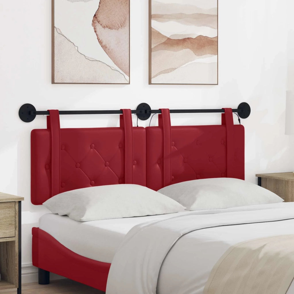 Testiera | Testata sospesa Con luce LED Rosso Vino Similpelle