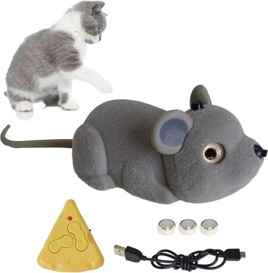 Gatto Elettronico con Comando a Distanza e Cavo USB - Giocattolo Interattivo - Adatto per Bambini, Cani e Gatti