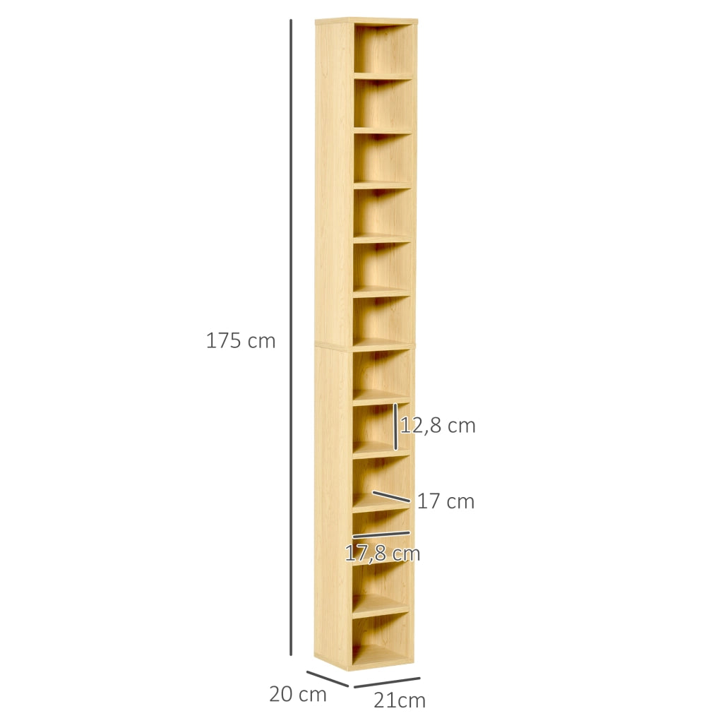 Libreria per CD e DVD con 12 scomparti ¨C Minimal ¨C 21x20x175 cm legno naturale