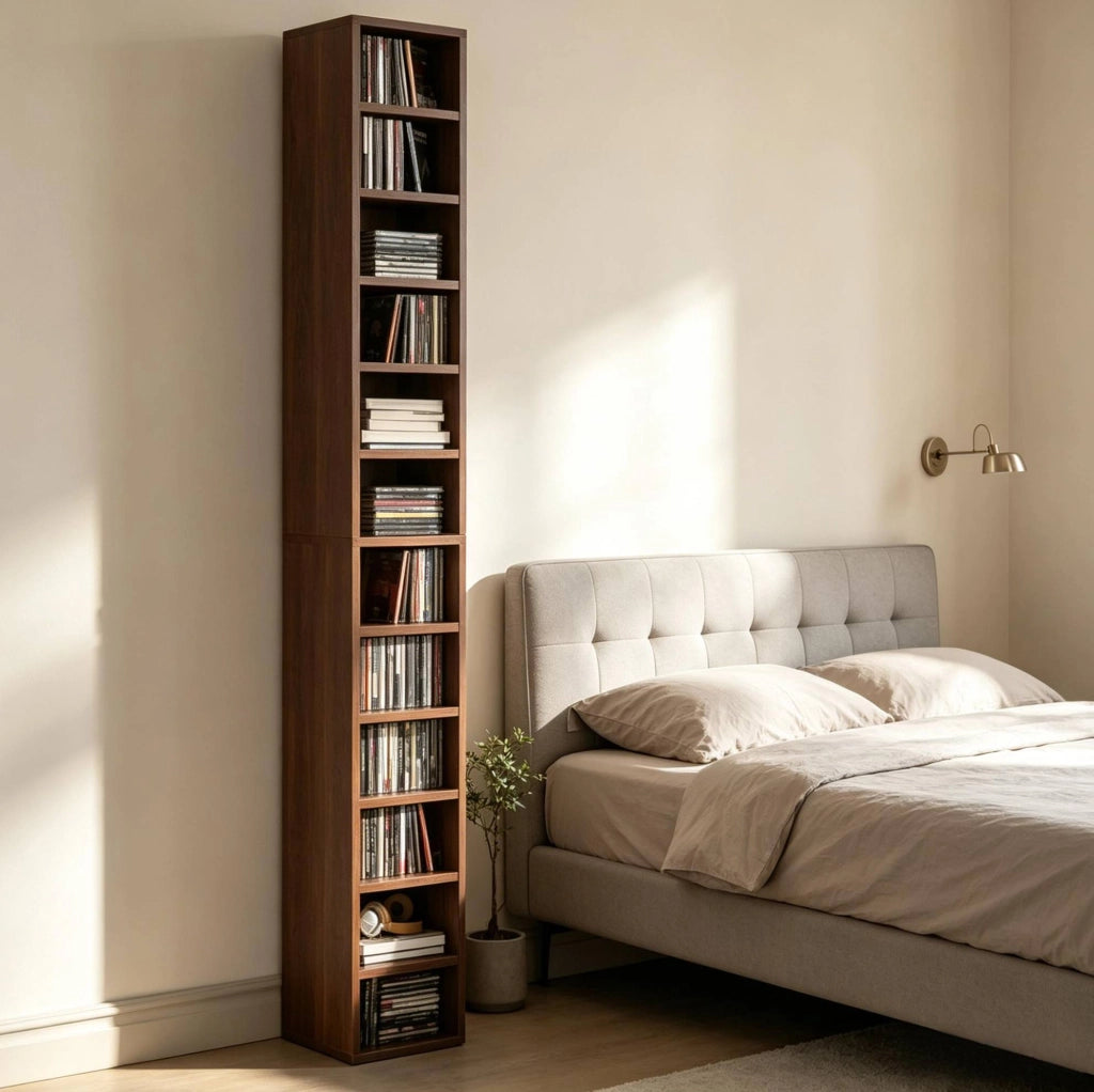 Torre porta CD 21x20x175 cm in MDF marrone salvaspazio –