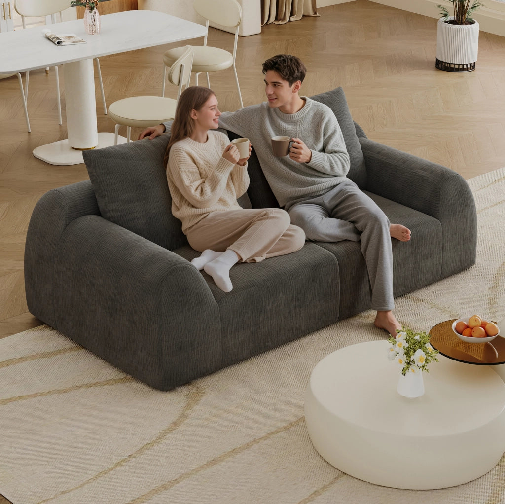 Divano Loveseat 190 cm in tessuto Chenille grigio scuro, senza montaggio richiesto