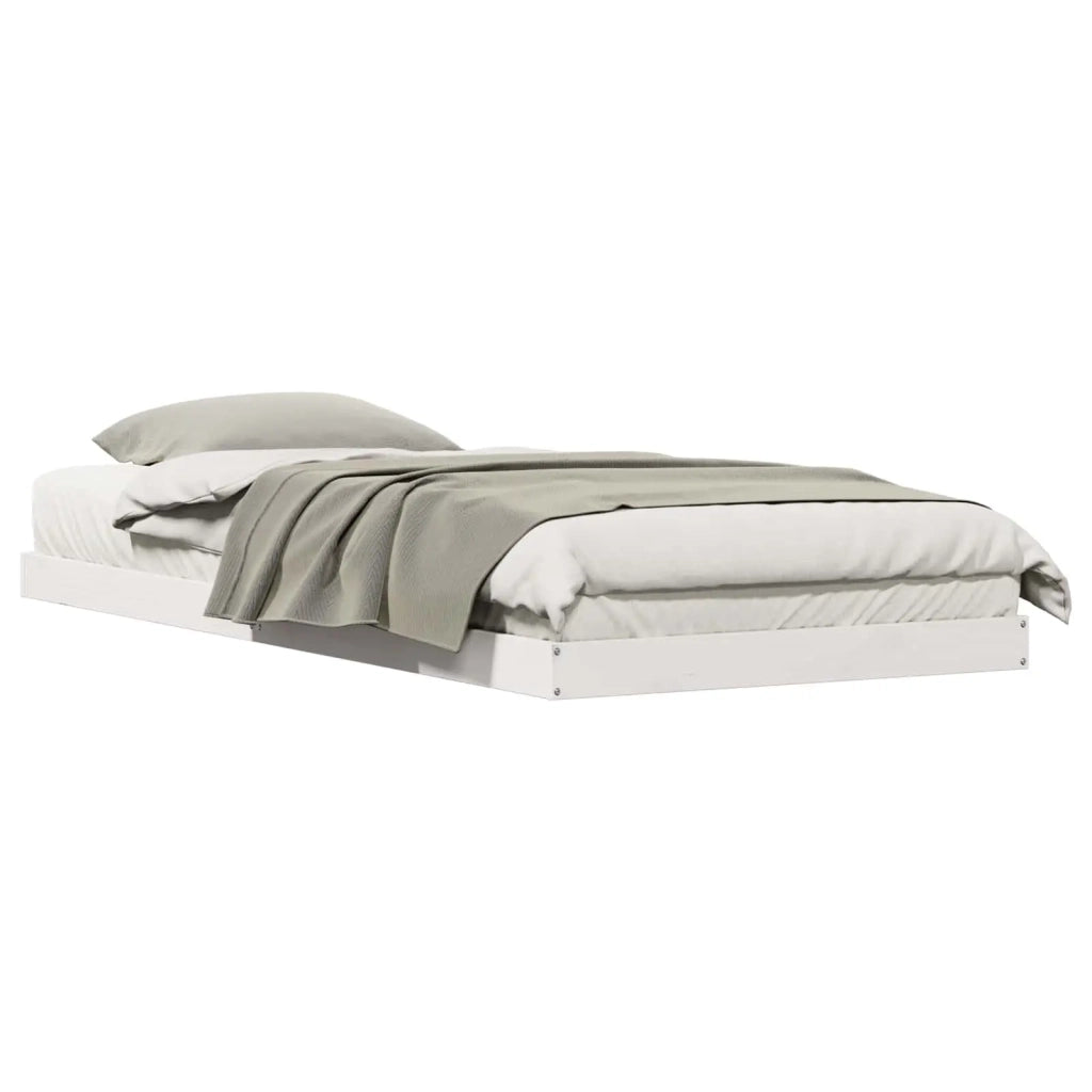 Struttura letto a terra Bianco 80 x 210 cm Pino massello 869733