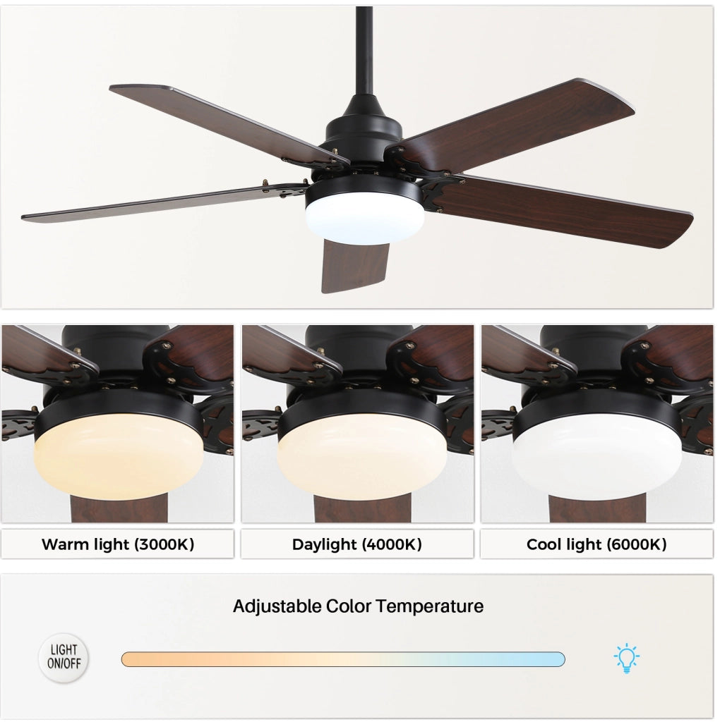 Ventilatore da soffitto YEAVIO 42" con LED 18W, telecomando, motore DC silenzioso e timer