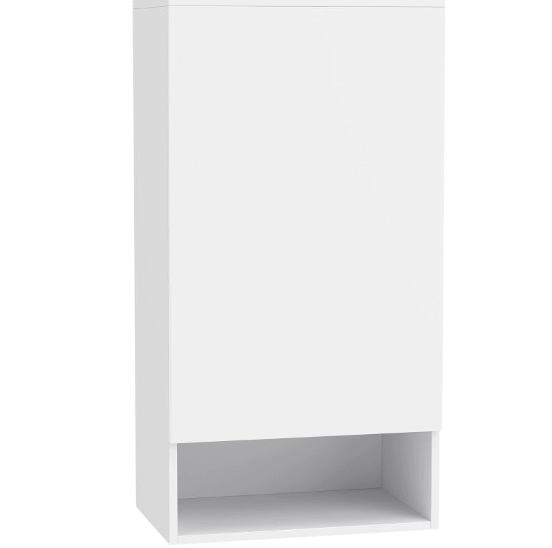 Mobile bagno da parete bianco con 1 anta e ripiani regolabili in MDF