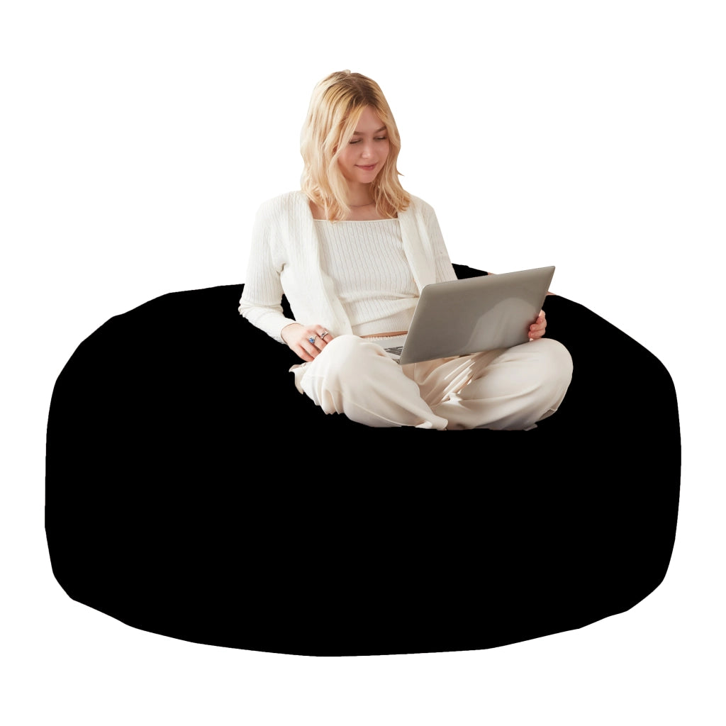 Poltrona pouf con supporto allevia pressione e forma personalizzabile; copertura lavabile in spugna nero
