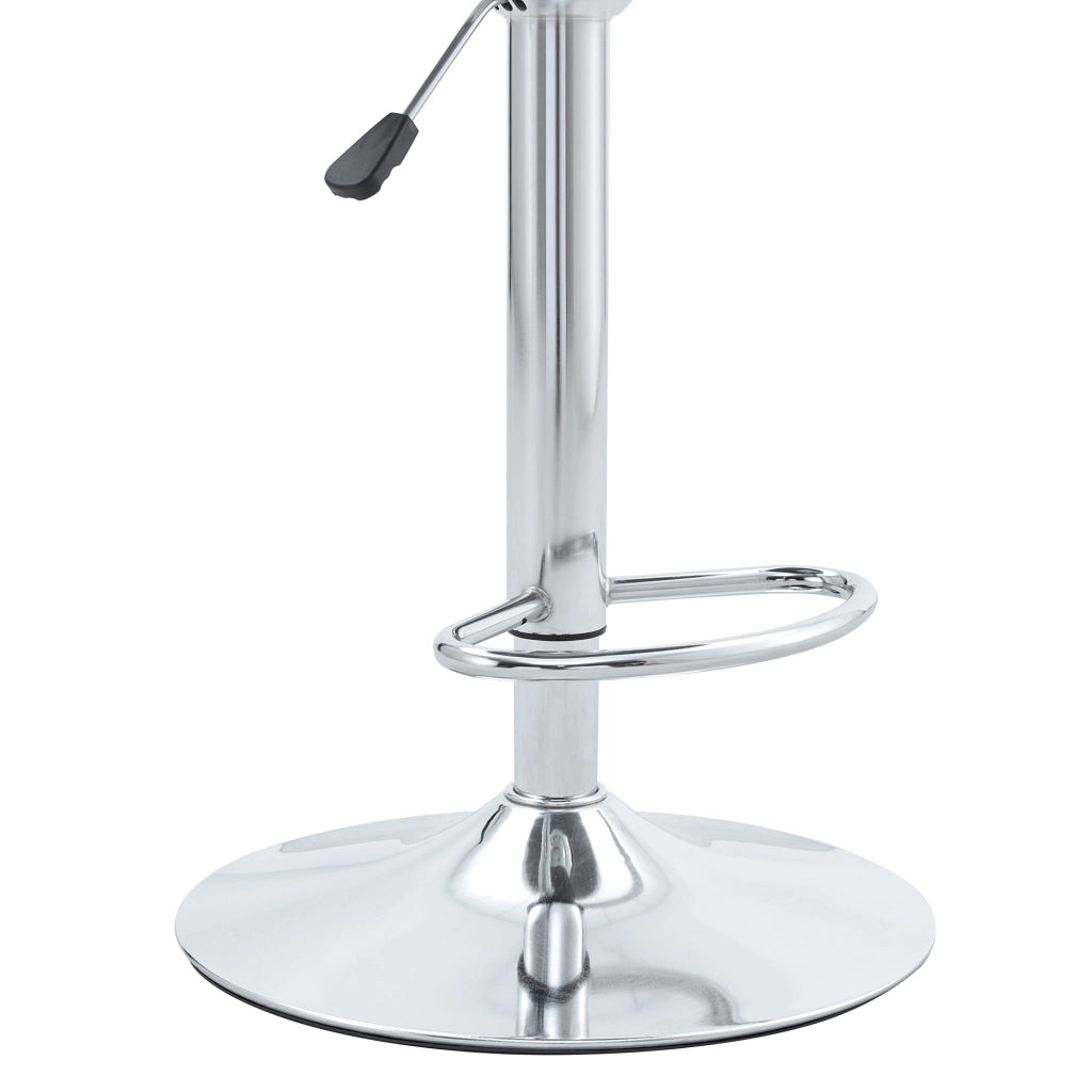 Set di 2 Sgabelli da Bar Regolabili con Schienale Trasparente, Seduta in PU Bianco e Gambe in Metallo Argento, 60-80 cm