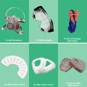 Set Maschera Respiratoria 17 in 1 con Occhiali e Filtri 6001 per Verniciatura e Levigatura Semimaschera Riutilizzabile Regolabile