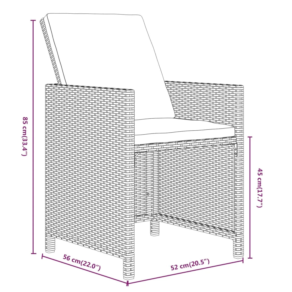 Set Pranzo da Giardino 11 pz con Cuscini in Polyrattan Grigio 3095590