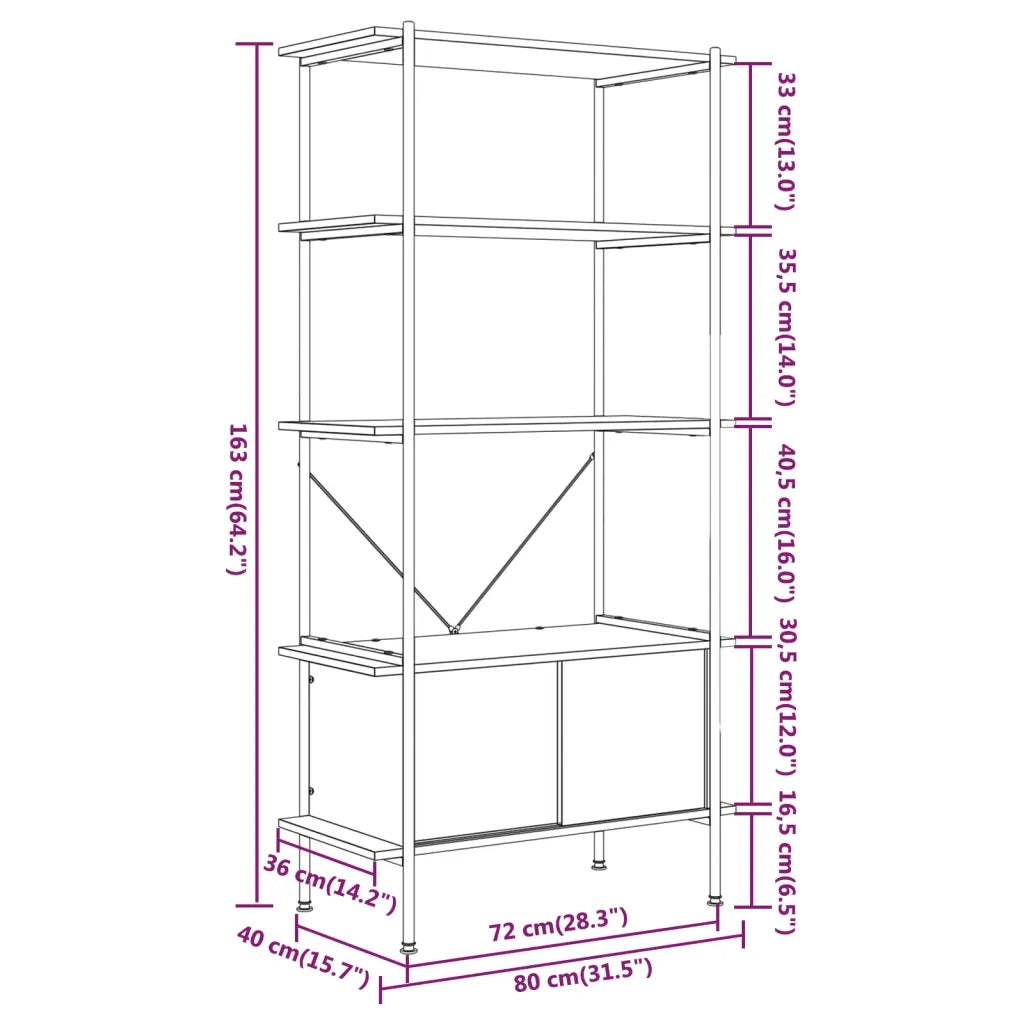 Scaffalatura 5 Livelli con Mobile 80x40x163 cm Acciaio e Legno CFW8963604