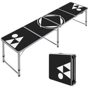 Tavolo da campeggio pieghevole in alluminio nero, tavolo richiudibile regolabile in altezza per picnic e giardino, 240 x 60 x 54/62/70 cm