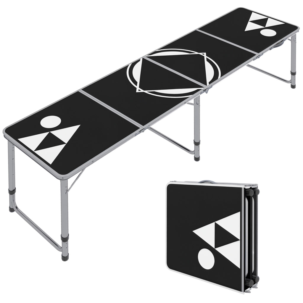 Tavolo da campeggio pieghevole in alluminio nero, tavolo richiudibile regolabile in altezza per picnic e giardino, 240 x 60 x 54/62/70 cm