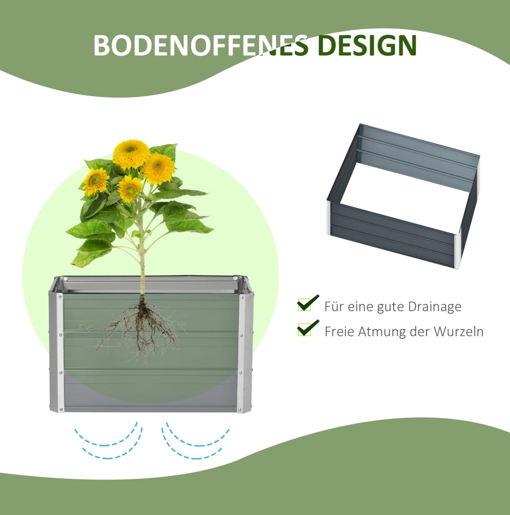 Letto rialzato da giardino in acciaio grigio scuro 66x47x40 cm con guanti inclusi, ideale per ortaggi e fiori